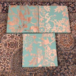 Bird wood relief art set of 3